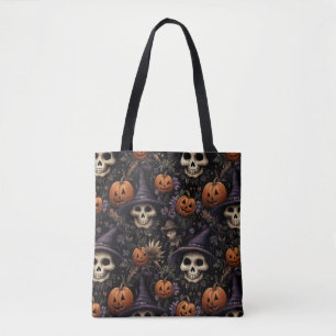 Kürbisse Schädel Blumen Halloween Tasche
