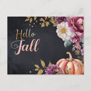 Kürbisse und Blumen Herbstgruß Postkarte