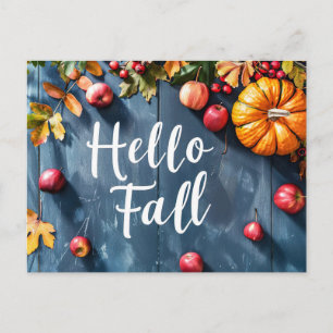 Kürbisse und Blumen Herbstgruß Postkarte