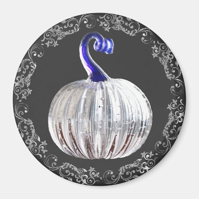Kürbissilber Glas sieht blau grau fallen elegant Magnet (Vorne)