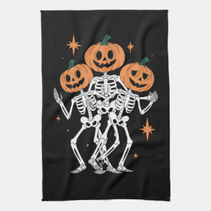 Kürbisskelett Halloween-Kürbis Gruselzeit  Geschirrtuch