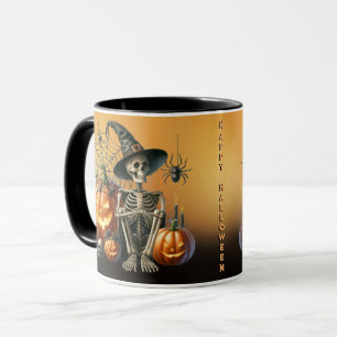 Kürbisskelett Halloween-Tasse Tasse