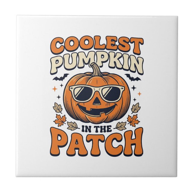 Kürbisste Patch Vintage Halloween-Shirt Fliese (Vorderseite)