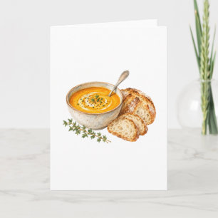 Kürbissuppe und knuspriges Brot Karte