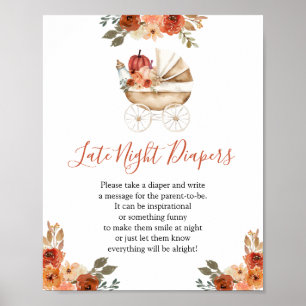 Kürbiswagen Baby Shower Späte Nacht Windeln Poster