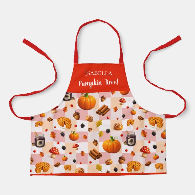 Kürbiszeit! Niedliches Fallmuster für Kinder Schürze (Vorderseite)