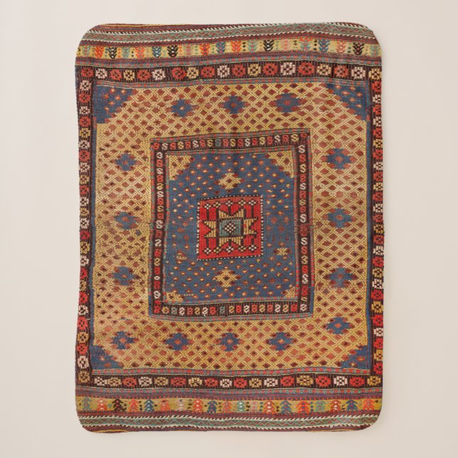 Kurdisch Safreh Dunkler Tan Gelber Blau  Sherpadecke (Vorderseite)
