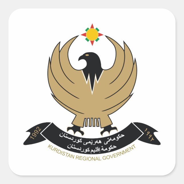 Kurdische COA Quadratischer Aufkleber (Vorderseite)