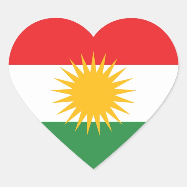 Kurdische Flagge Herz-Aufkleber (Vorderseite)