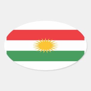 Kurdische Flagge Ovaler Aufkleber