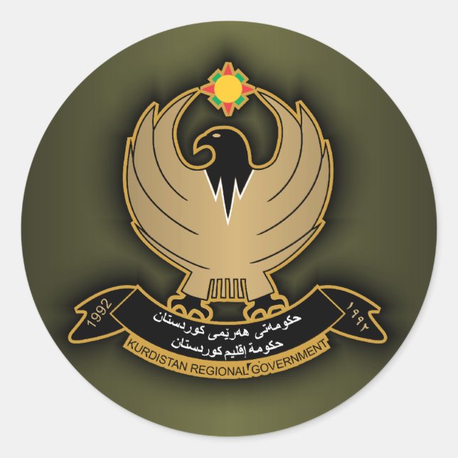 kurdische Wappenschar Runder Aufkleber (Vorderseite)