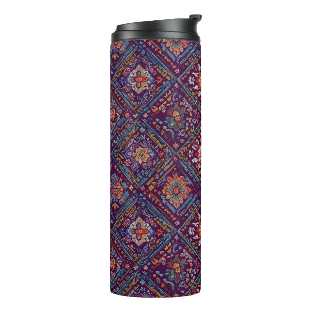 Kurdish Mosaic Floral Pattern Thermosbecher (Nach links gedreht)