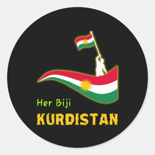 Kurdishkurd Kurdistan Flag Runder Aufkleber (Vorderseite)