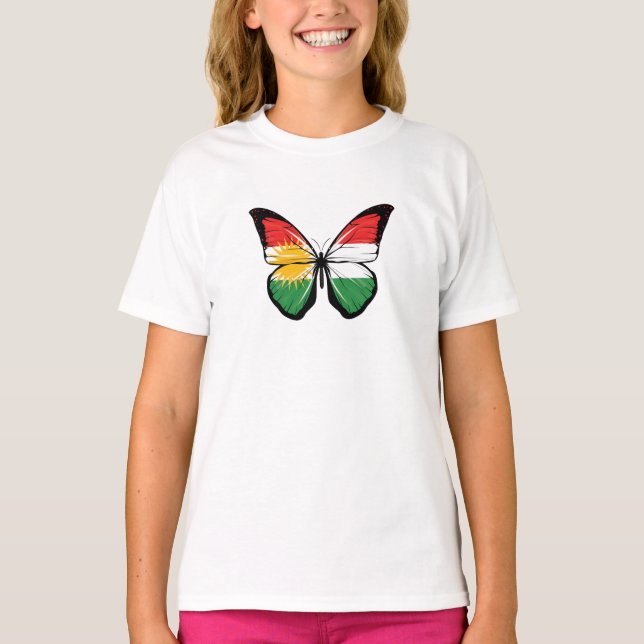 Kurdistan Butterfly Flag T-Shirt (Vorderseite)