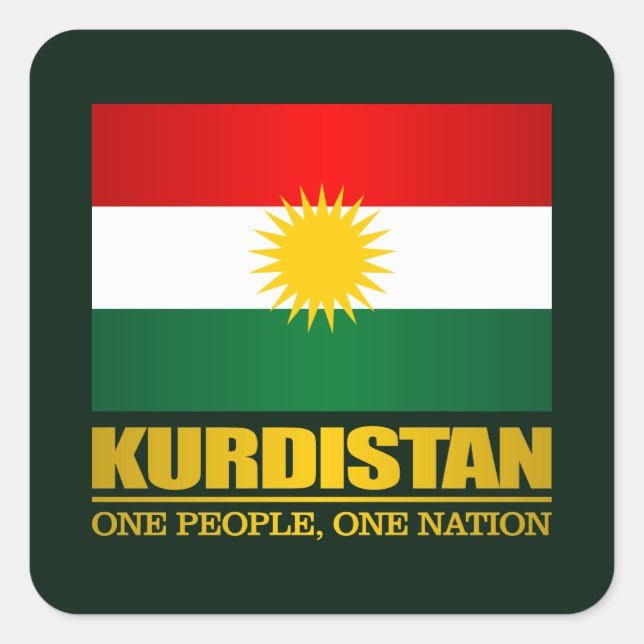 Kurdistan (ein Volk, eine Nation) Quadratischer Aufkleber (Vorderseite)