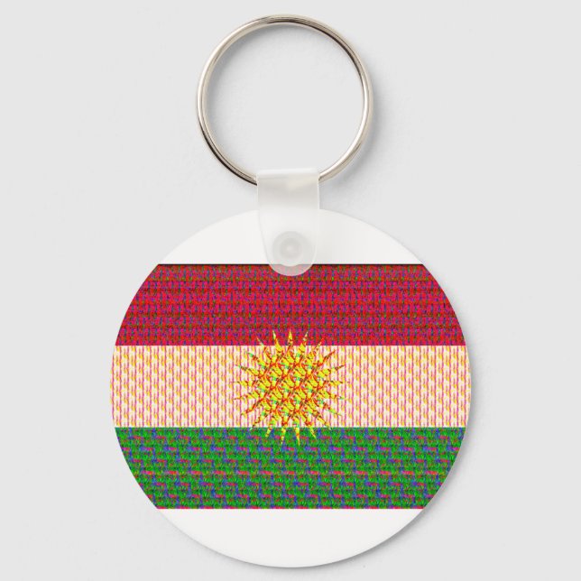 Kurdistan Flag Psychedelic Schlüsselanhänger (Vorderseite)