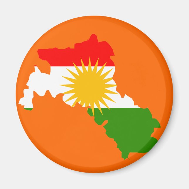 Kurdistan-Flaggenkarte Magnet (Vorne)