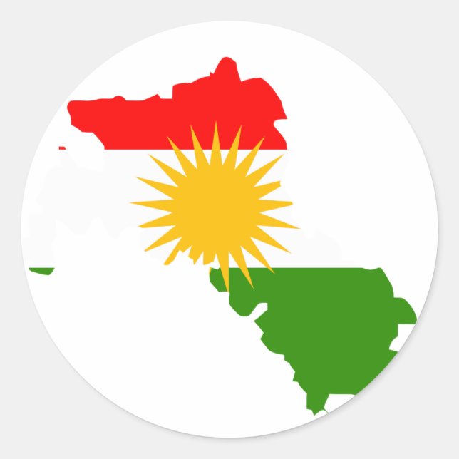 Kurdistan-Flaggenkarte Runder Aufkleber (Vorderseite)
