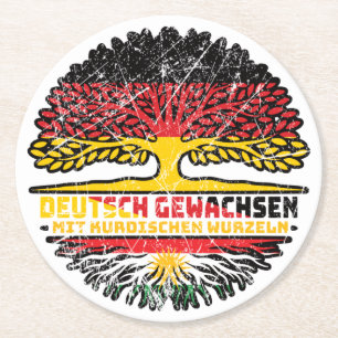 Kurdistan Kurdisch Deutsch Deutschland Baum Wurzel Runder Pappuntersetzer