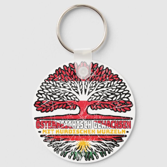 Kurdistan Kurdisch Österreichisch Baum Schlüsselanhänger (Vorderseite)