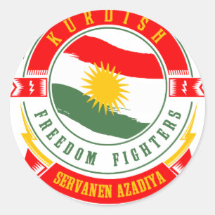 Kurdistan KURDISTAN Peshmerga Freiheits-Krieger Runder Aufkleber