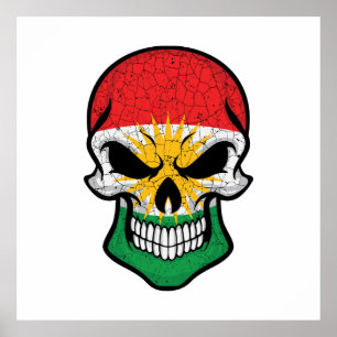 Kurdistan lächelnde Schädelflagge Poster