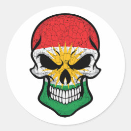 Kurdistan lächelnde Schädelflagge Runder Aufkleber