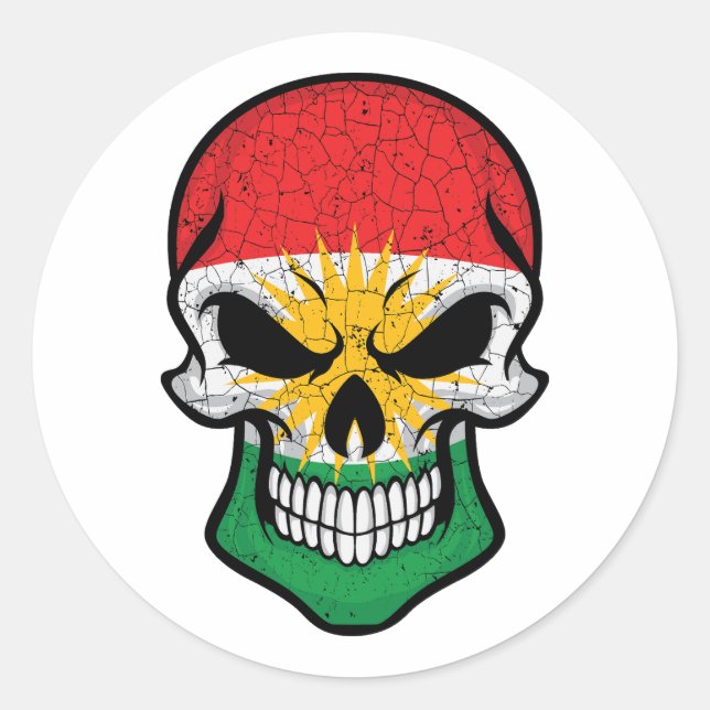Kurdistan lächelnde Schädelflagge Runder Aufkleber (Vorderseite)