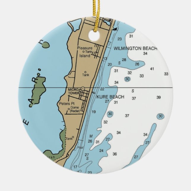 Kure Beach NC Chart Keramik Ornament (Vorne)