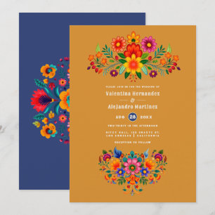 Kurkuma- und Indigo-Mexikanische-Folk-Art-Fiesta-H Einladung