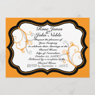 Kurli-Q Ivory B (Orange) Einladung zur Hochzeit