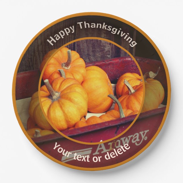 Kürme in Wagens Personalisierter Fall Erntedank Pappteller (Vorderseite)