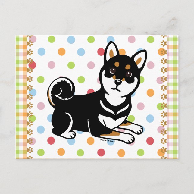 Kuro Shiba Inu Hund Cartoon Postkarte (Vorderseite)