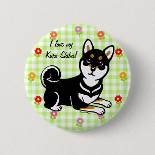 Kuro Shiba Inu HundeCartoon Button