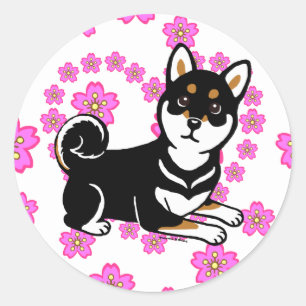 Kuro Shiba Inu HundeCartoon Runder Aufkleber
