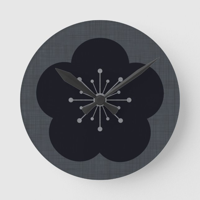 KURO UME - Bold-Gray Runde Wanduhr (Vorderseite)