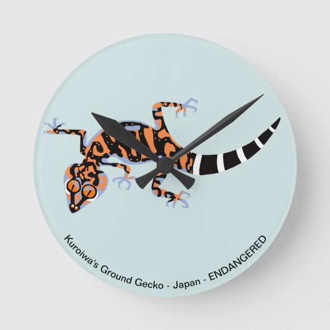 Kuroiwa's Ground GECKO - gefährdete Arten Runde Wanduhr (Vorderseite)