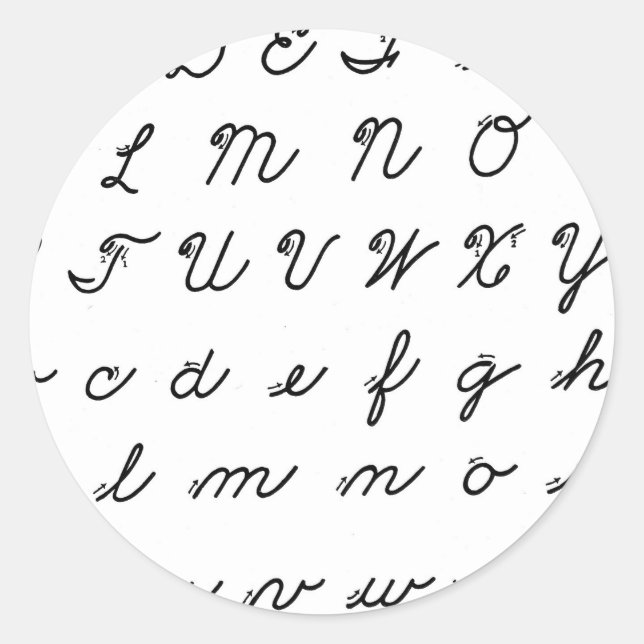 Kursive-Schreibtafel Runder Aufkleber (Vorderseite)