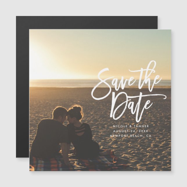 kursives Drehbuch horizontal, Landschaft Magneteinladung (Vorne/Hinten)