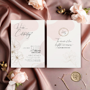 Kursives Floral 20. Jubiläum Blush ID1168 Einladung