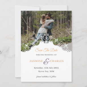 Kursivrahmen Foto Save-the-Date-Hochzeitseinladung Einladung