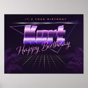 Kurt Name Vorname lila retro Poster Geburtstag