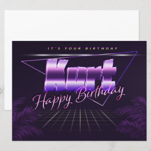 Kurt Nom Prénom lila retro Carte Anniversaire