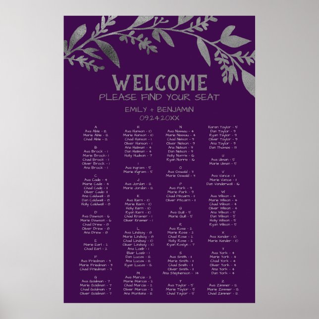 Kurve Branch Silver Alphabetitical Seekarte Poster (Vorne)