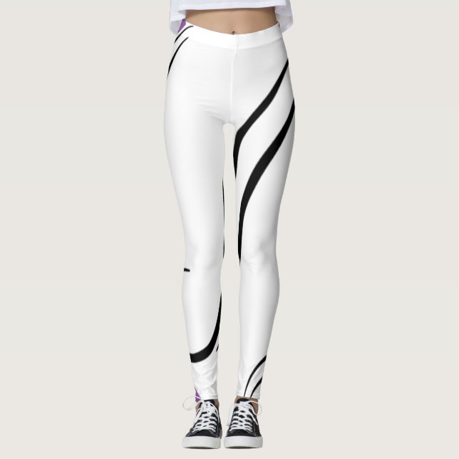 Kurve Elegance, weiße Leggings - Geometrischer Flu (Vorderseite)