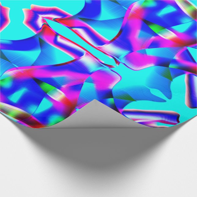 Kurve, farbige Formen und blauer Hintergrund Geschenkpapier (Ecke)