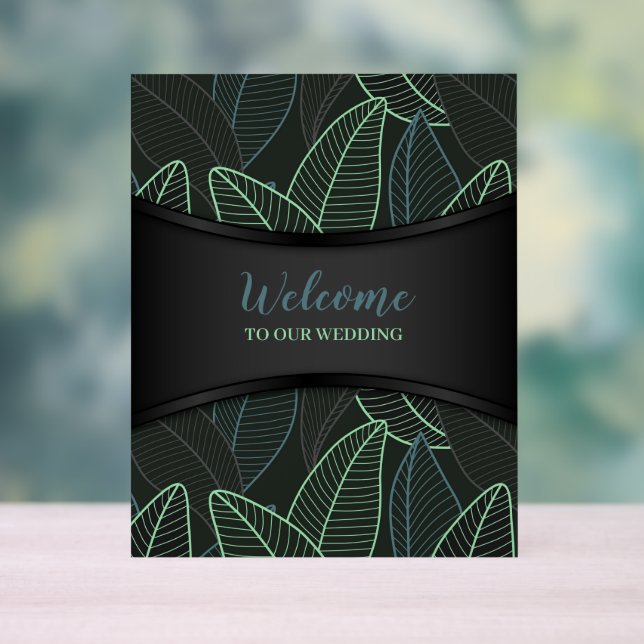 Kurve Linien Zweige Blätter Schwarz G625 Acrylschild (Neutral)