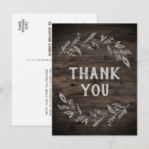 Kurve Zweige   Danke aus Holz Postkarte