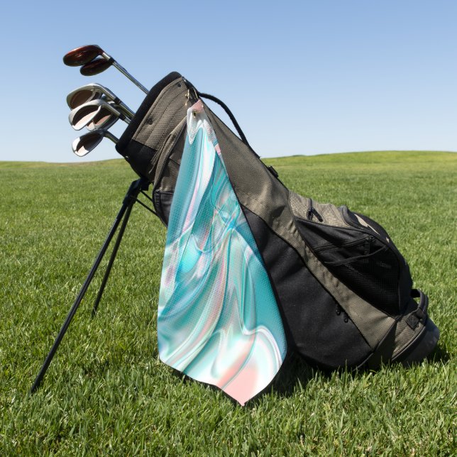 Kurven in hellen Farbtönen Blau und Rosa Golfhandtuch (Gras)