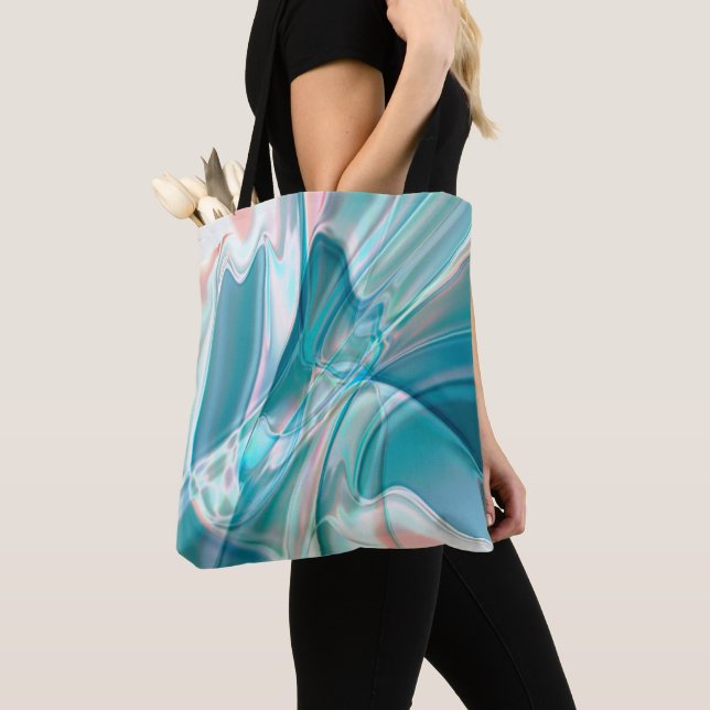 Kurven in hellen Farbtönen Blau und Rosa Tasche (Von Nahem)